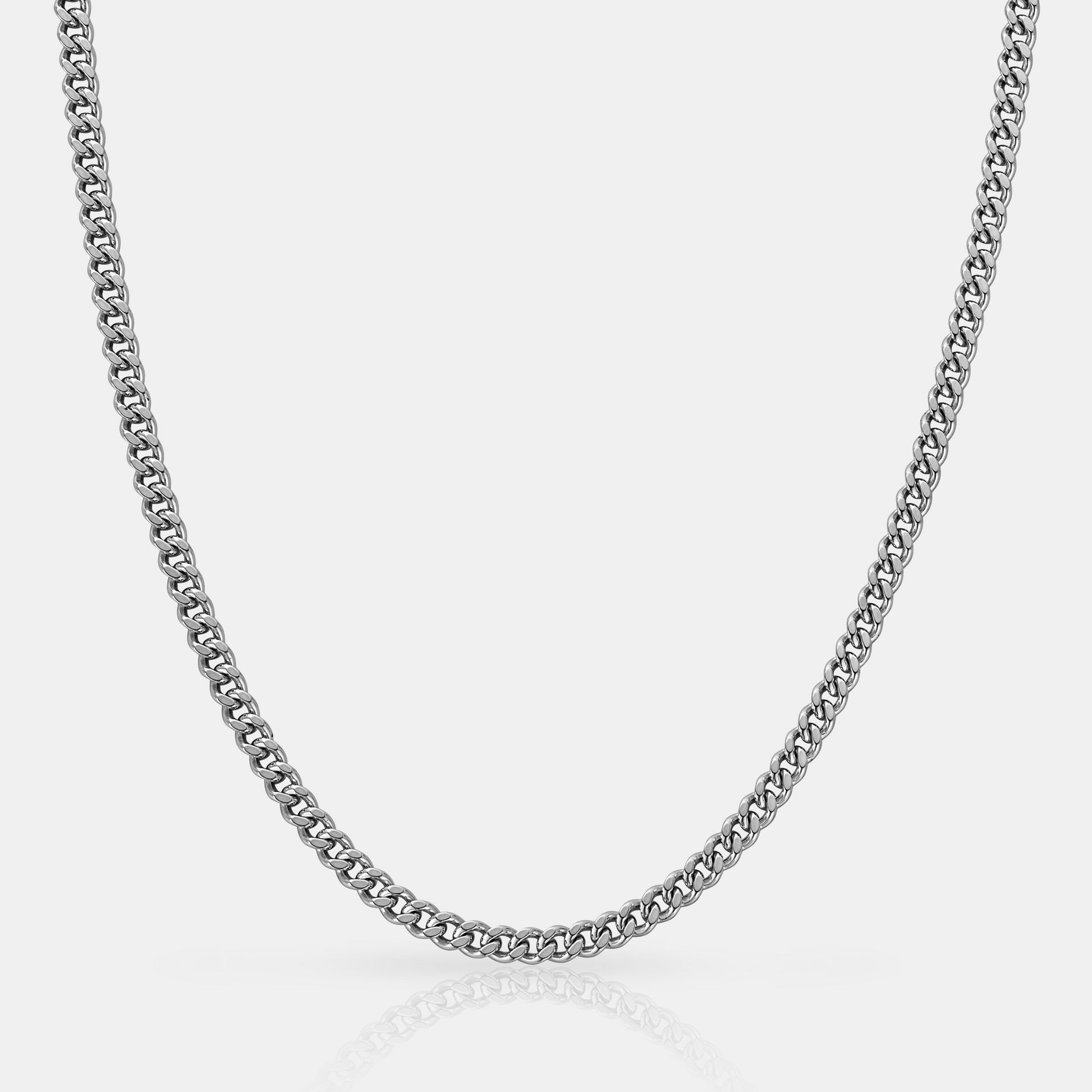 Cuban Silver 4mm chain — hero shot on white
